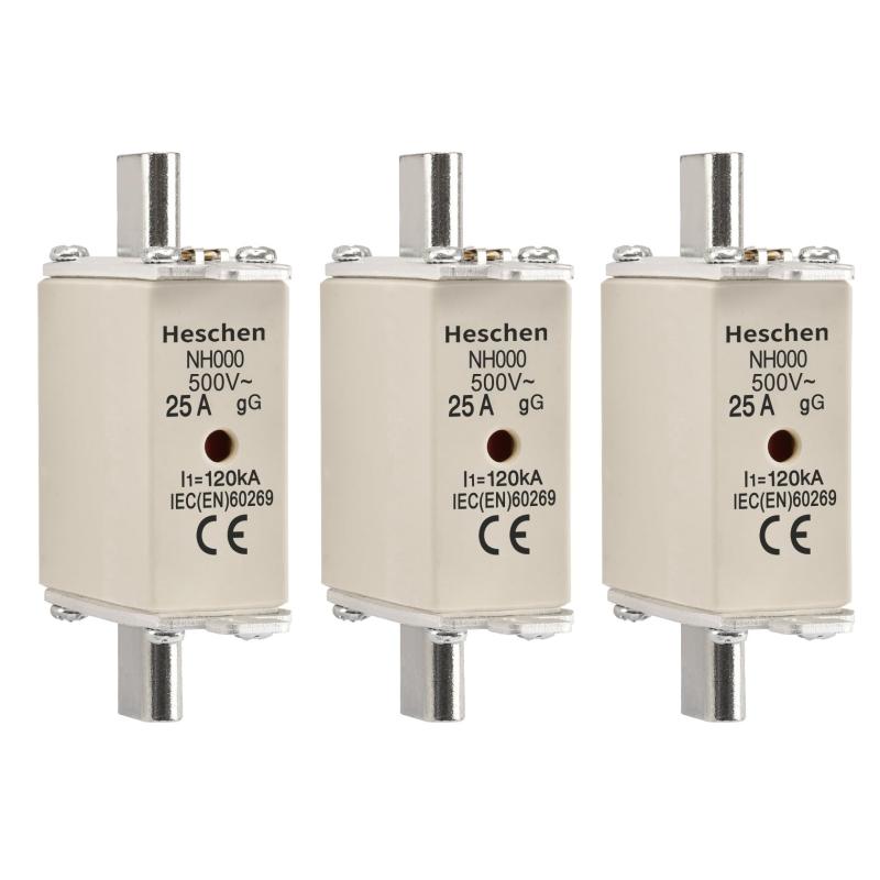 乐天商城 - Heschen NH ヒューズリンク NH000 25A gG, フロントインジケータ, コンビネーションディテクタ, 3個入り