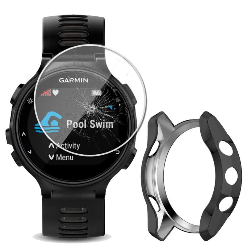 Miimall【フイルム 2 ケース 1 セット】Garmin ForeAthlete 745 ガラスフィルム カバー 擦り傷防止 指紋 汚れ防止 9H硬度 ぴったり対応 擦り傷防止 軽量 ガーミン フォアアスリート 745 フィルム シー