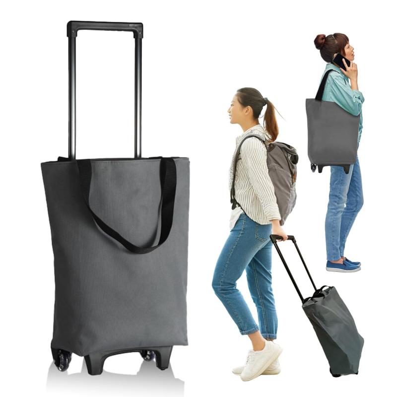 RMY.H キャスター付きエコバッグ 折り畳み キャスター付きバッグ 買い物 キャリー ショッピングキャリー キャリーバー付き 買い物カート 折りたたみ 軽量