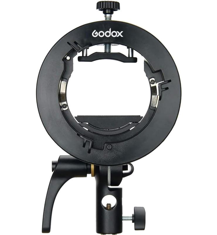 Godox S2 フラッシュSタイプブラケット　ボーエンズマウント付き Godox V1、 AD200ProなどのラウンドヘッドフラッシュシリーズおよびAD400Pro 、AD200 、V860II 、TT685、 TT600、 TT350シリーズスピーのサムネイル