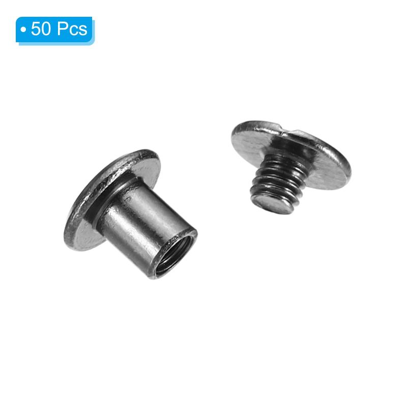 PATIKIL 50セット シカゴスクリュー M5x6mm シカゴスクリュー フィ リップスバインディングポストスクリューボルト レザーリベットファスナーコネクター スチール製 レザーベルト スクラップ