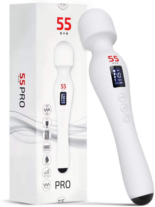 55evePRO コードレス最強クラス17,000rpm 液晶搭載プロスペック仕様 日本ブランド 4×10種振動 防水 シリコン素材 White