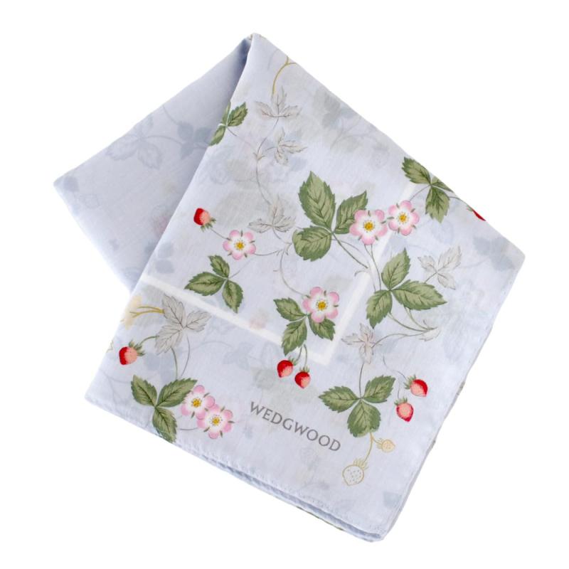 [ウェッジウッド] 大判プリントハンカチ (ブルー) ワイルドストロベリー [綿100％] 婦人 58cm 260039-0001-02