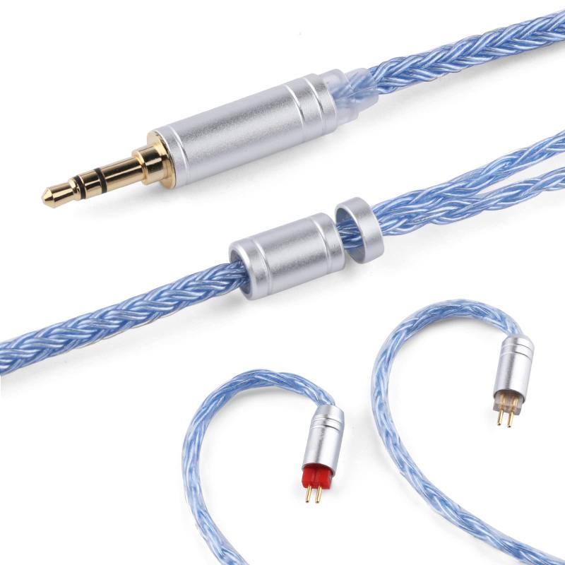 【2022新版】TRIPOWIN Zonie 16 コアー銀メッキケーブル＆SPCHIFIイヤホンアップグレードケーブル (3.5mm-0.78mm2pin, Blue)