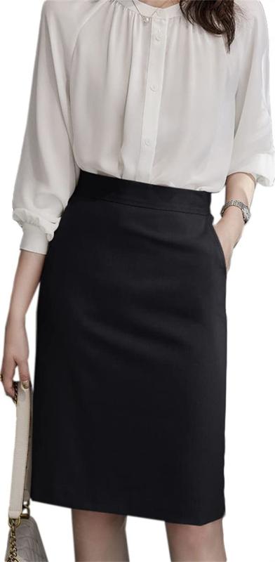 [CREAM] スカート レディース タイトスカート 膝丈スカート ペンシルスカート ミディ丈 夏春秋 キレイめ 通勤 無地 シンプル ビジネス 普段着 ハイウエスト ファッション フォーマル Aライン