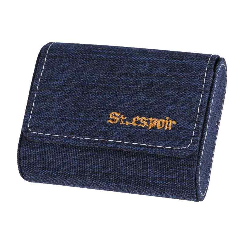 乐天商城 - St.espoir デニム生地 イヤホンケース ハードタイプ 刺繍ロゴ入 大切なイヤホンをやさしく包む ベルベット裏地 マグネット蓋でピタッとしまる