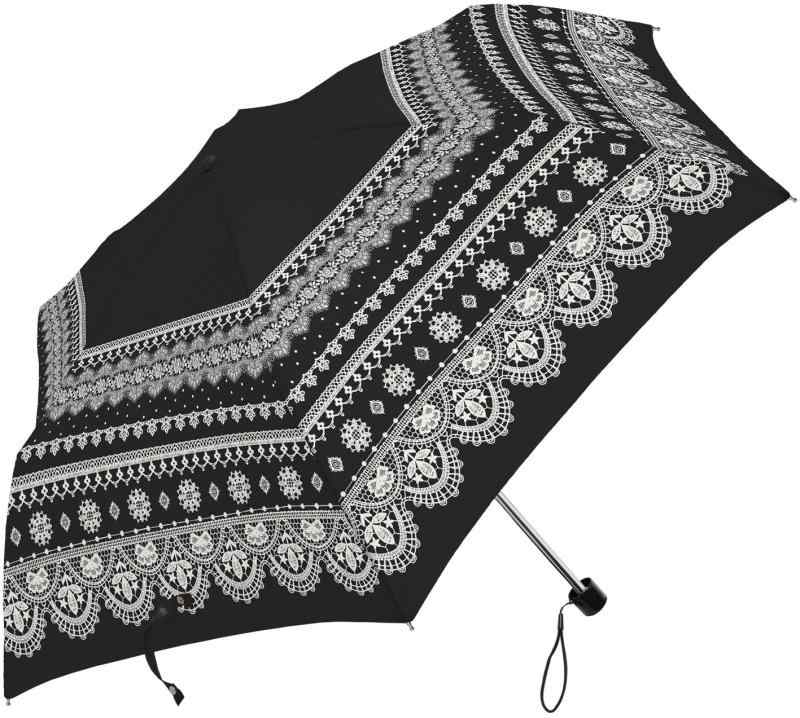 乐天商城 - ミクニ 折りたたみ傘 レースプリント 6本骨 55cm 軽量 グラスファイバー骨