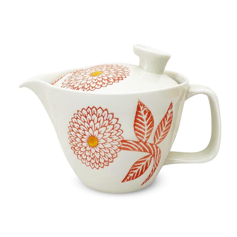 J-kitchens 勲山窯 急須 小 波佐見焼 日本製 240ml 1人用 ~ 2人用 茶こし付き ダリア レッド