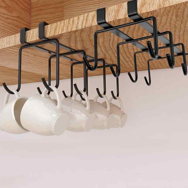 2個セット カップホルダー 吊り下げ 16コップの収納 コップハンガー コップスタンド グラスホルダー マグカップホルダー キッチンツールフック 吊り下げ 戸棚下収納ラック 穴あけ不要 取り