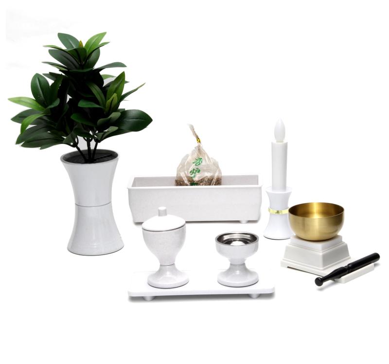 創価学会 ミニ仏壇専用 高音が心地よく響く 錆びないリン 水入れ ご飯 お盆 花瓶 しきみ 電気ろうそく ..