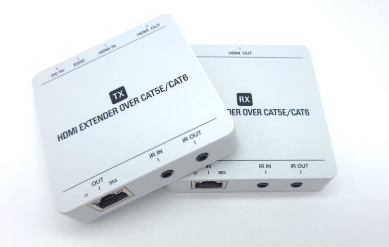 三生テック HDMI 延長器 エクステンダー 4K@60 最大50m 電源供給型PoC対応 IR対応 LANケーブル Cat5e Cat6 延長 ディスプレイ・プロジェクターの延長【FY-EX61】