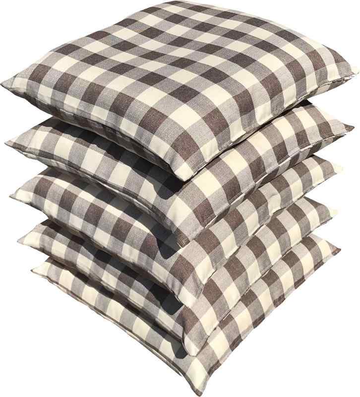 座布団カバー 55 59 5枚セット しっかり厚地 Cチェック ブラウン 55x59