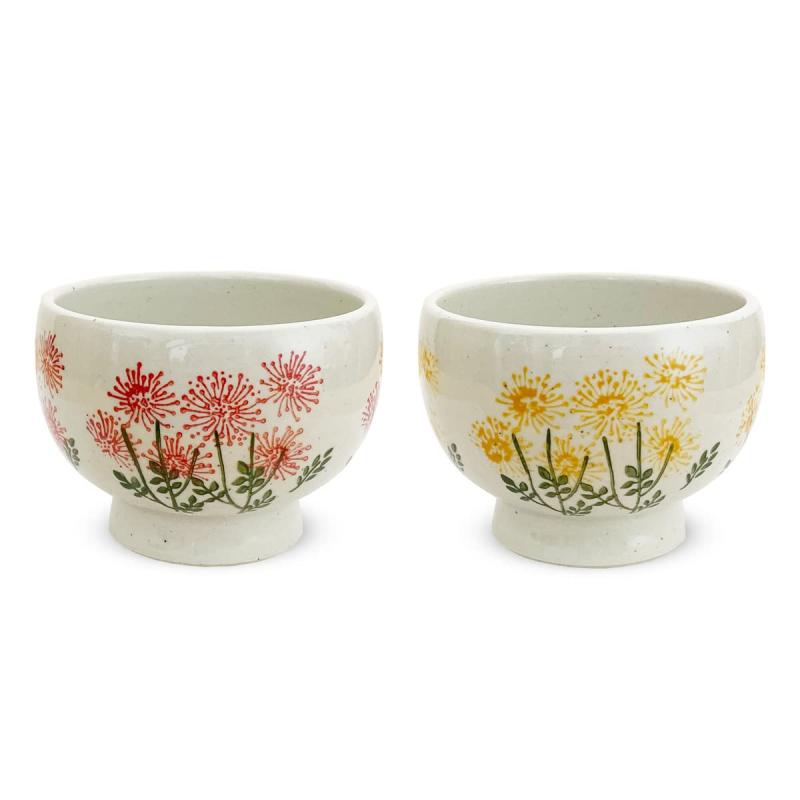 J-kitchens 勲山窯 汁椀 ペアー 飲んだり食べたり フリー丸 碗 350cc 波佐見焼 日本製 野花 （イエロー..