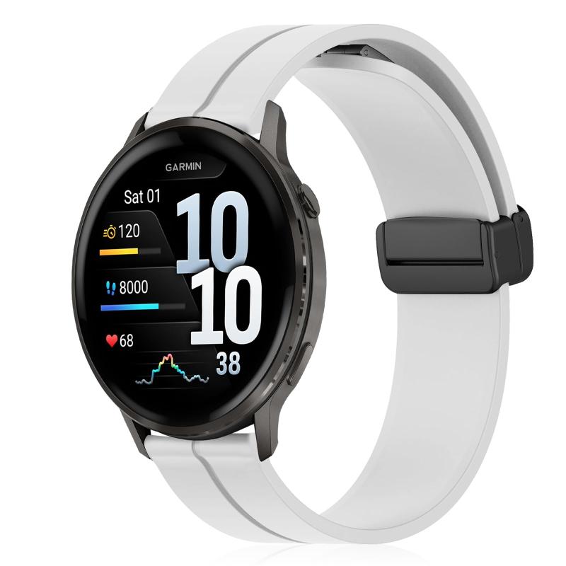  22mm 磁気付き シリコンバンド Garmin Venu 4 3 2 45mm/Vivoactive 4 対応 交換ベルト マグネット付き 装着簡単 柔らかい ストラップ 替えベルト Garmin Forerunner 265/25