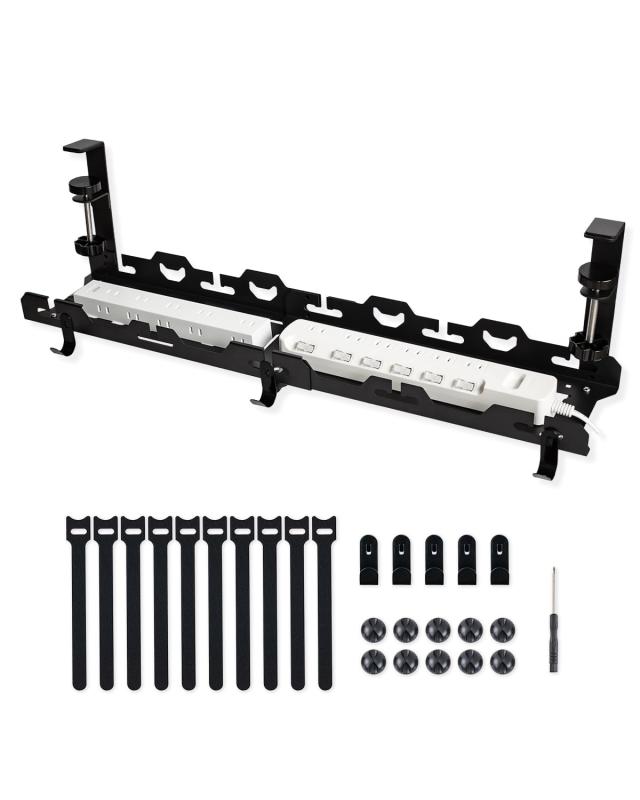 ECbest ケーブルトレー ケーブルボックス 伸縮式 幅40〜74CM無段階調整可 天板1〜5.5 ...