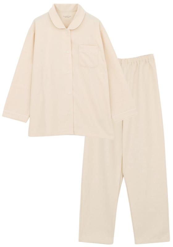 [カイタックファミリー] [SUIMIN CARE] スイミンケア 日本製 レディース わたもうふ パジャマ あったか 綿100％ 無地 シャツ 長袖 無地 秋 冬【ふっくらあったか】毛布のようにあたたかい綿毛布素材。通気性と吸水性のよさに加えて、綿毛布生地の空気の層が、適度な保温・保湿性をキープして、快適な眠りをしっかりサポート。ふっくらとしたボリューム感があるのに、体にまとうと軽くて柔らか。【日本製】生地も縫製もこだわりの日本製。国内自社工場で熟練の職人が丁寧に作り上げました。【メンズもあります】アイボリーで統一されたボタンとパイピングでナチュラルな印象に。綿100％のふんわりとした、もうふに包まれる贅沢パジャマはプレゼントにも喜ばれます。【Sサイズ】適応身長：148～152cm、適応バスト：72～80cm、適応ウエスト：58～64cm【Mサイズ】適応身長：153～157cm、適応バスト：79～87cm、適応ウエスト：64～70cm【Lサイズ】適応身長：158～162cm、適応バスト：86～94cm、適応ウエスト：69～77cm【LLサイズ】適応身長：158～162cm、適応バスト：93～101cm、適応ウエスト：77～85cm自然素材の性質上、摩擦でネップ（繊維のかたまり）ができることがございます。お洗濯時はネットに入れていただきますようお願いいたします。