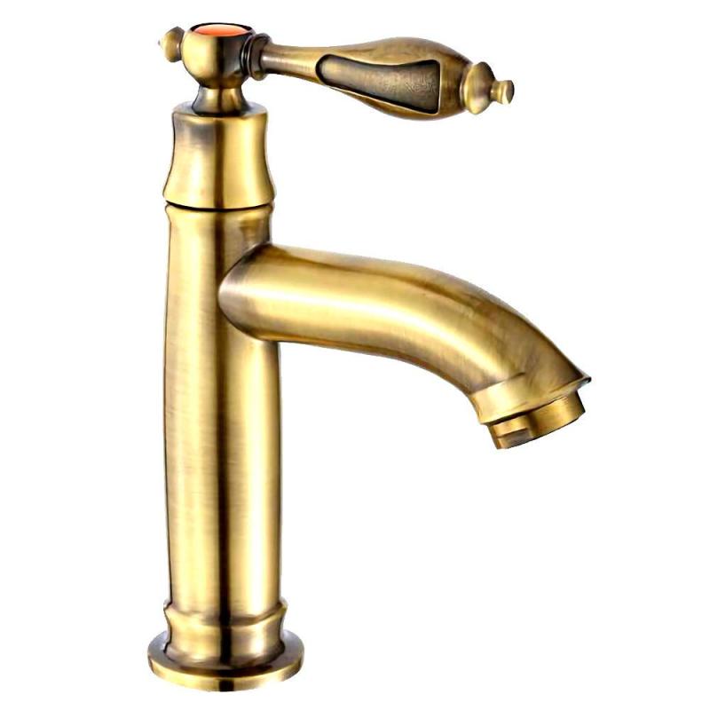 乐天商城 - bath&bath 洗面用 アンティーク調 高さ165 レトロ シングルレバー 黄銅 蛇口 立水栓 洗面 手洗いボウル クラシック