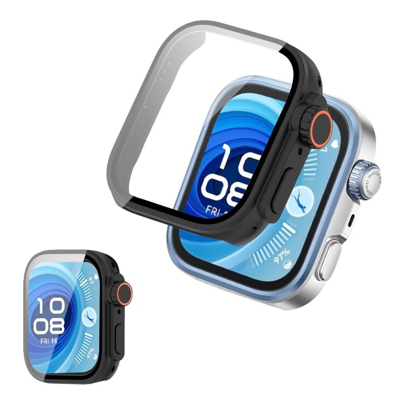 HUAWEI WATCH FiT 4 Pro용 케이스 커버 유리 필름 일체형 케이스 [NOUKAJU]For HUAWEI WATCH FiT 4 Pro 스마트 워치 케이스 보호 필름 일체 보호 케이스 PC+강화 유리프 보호 하마