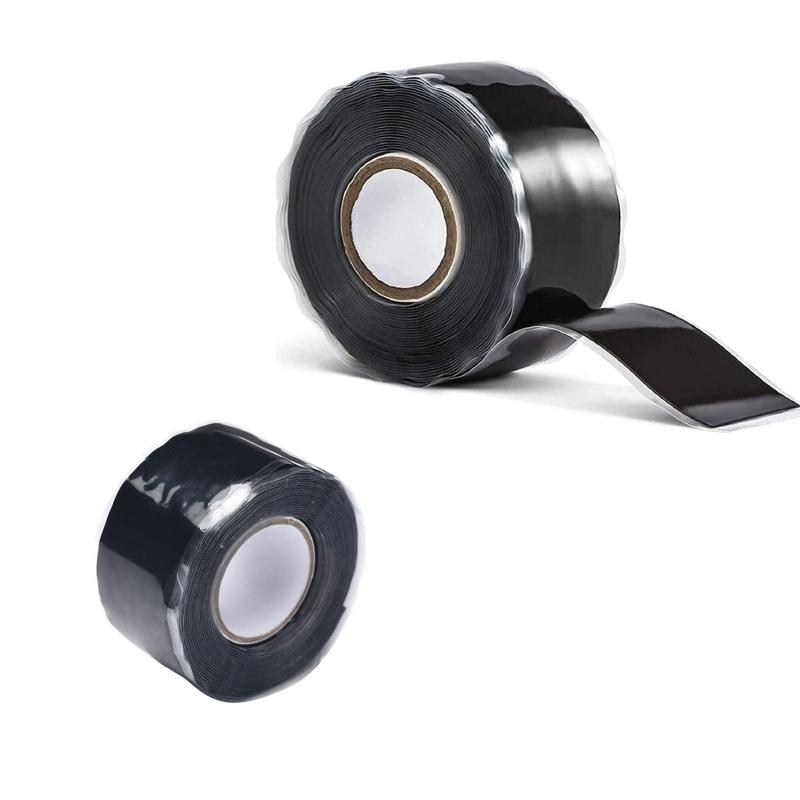 Mirhua 自己融着テープ シリコンテープ 防水テープ 耐熱 耐寒 温度範囲 -60〜260℃ 2PCS 25mm*3m 絶縁保護 耐摩耗性 多用途 工業 家庭 壁 台所 水道 浴槽 パイプ ホース修理 配管補修 ブラック