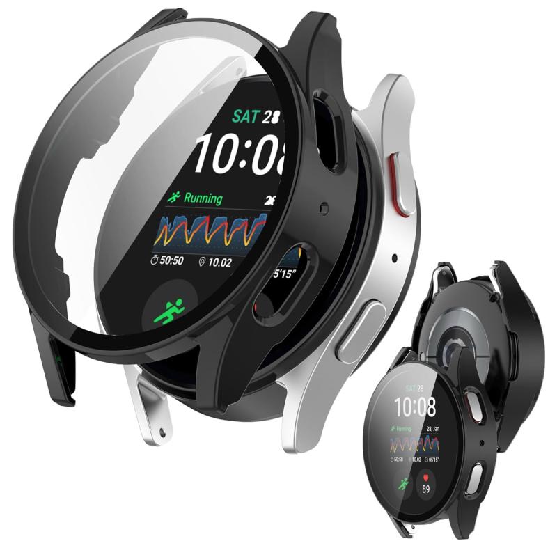 For Galaxy Watch 7 케이스 커버 유리 필름 일체형 케이스 [NOUKAJU]For Galaxy Watch 7 40MM 스마트 워치 케이스 보호 필름 일체 보호 케이스 PC+강화 유리프 보호 커버 일체형 전면보