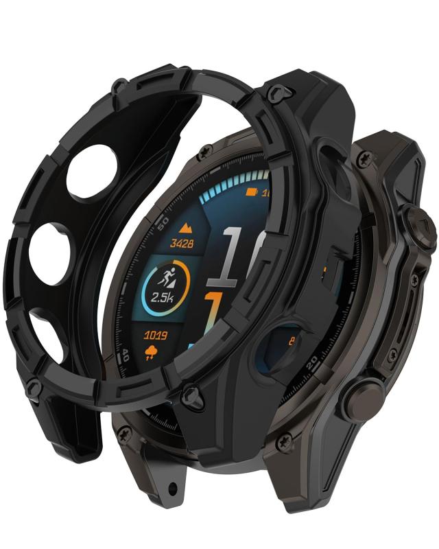 Miimall for Garmin Fenix 8 保護カバー TPU素材 薄型 軽量 fenix 8 43mm ケース 耐衝撃 耐久性 男女兼用 全面保護 着脱簡単 アクセサリー スポーツ ガーミン fenix 8 対応 43ミリ ブラック（Sola