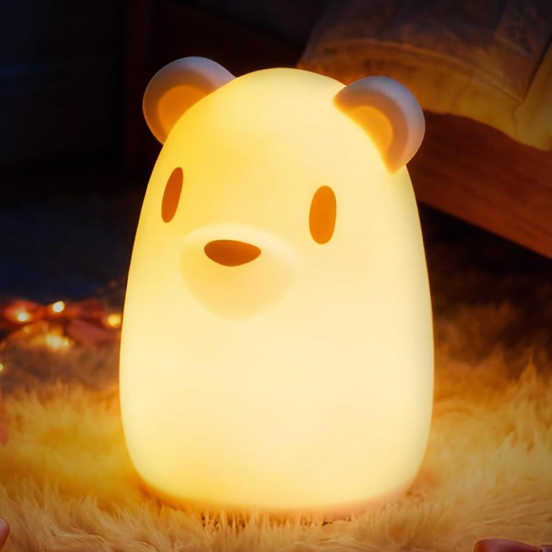 ナイトライト タイマー付き 2段階調光枕元ライト USB充電式 小型 安眠 子ども用ナイトライト 授乳ライト シリコン