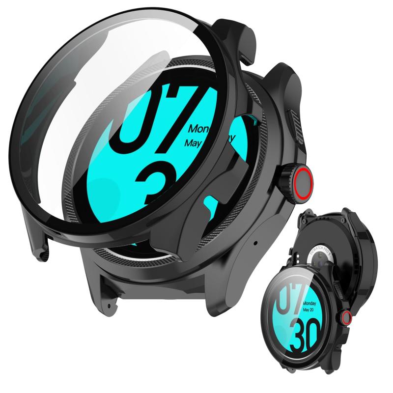 Ticwatch Pro 5용 케이스 커버 유리 필름 일체형 케이스 [NOUKAJU]For Ticwatch Pro 5 스마트 워치 케이스 보호 필름 PC+강화 유리프 커버 일체형 전면 보호 초박형 장착 간단 내충격