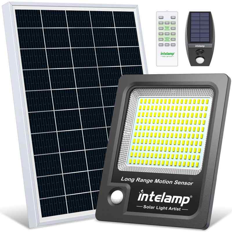 乐天商城 - intelamp ソーラーライト 人感センサー 屋外 （2000LM高輝度・12000mAh大容量） LED 防犯・防災ライト IP65防水 玄関 庭 駐車場