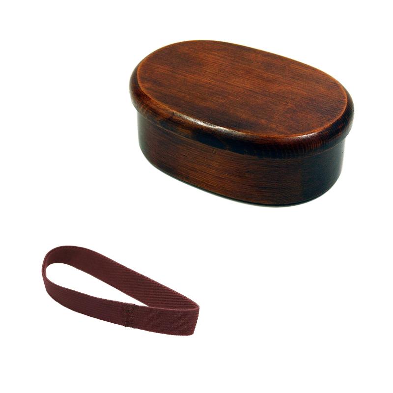 便當盒 - 大阪 長生堂 木製 くりぬき 弁当箱 小判 (杢地) 摺り漆 1段