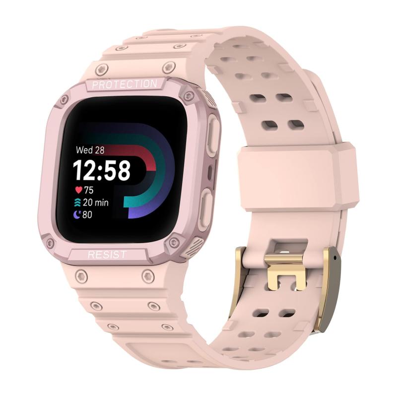 乐天商城 - [MOQIAN] コンパチブル Fitbit versa 3/versa 4/Fitbit Sense/Sense2 ウォッチバンド ケース付き ソフトTPUスポーツバンド 調節可能 交換ベルト レディース メンズ