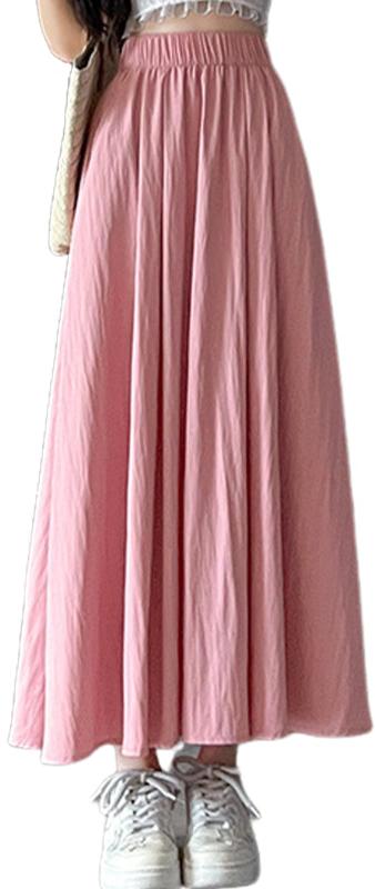 乐天商城 - [チュナッチ] フレアスカート ロング ウエストゴム シャカシャカ 体型カバー ポケット付き 春 夏 秋 レディース