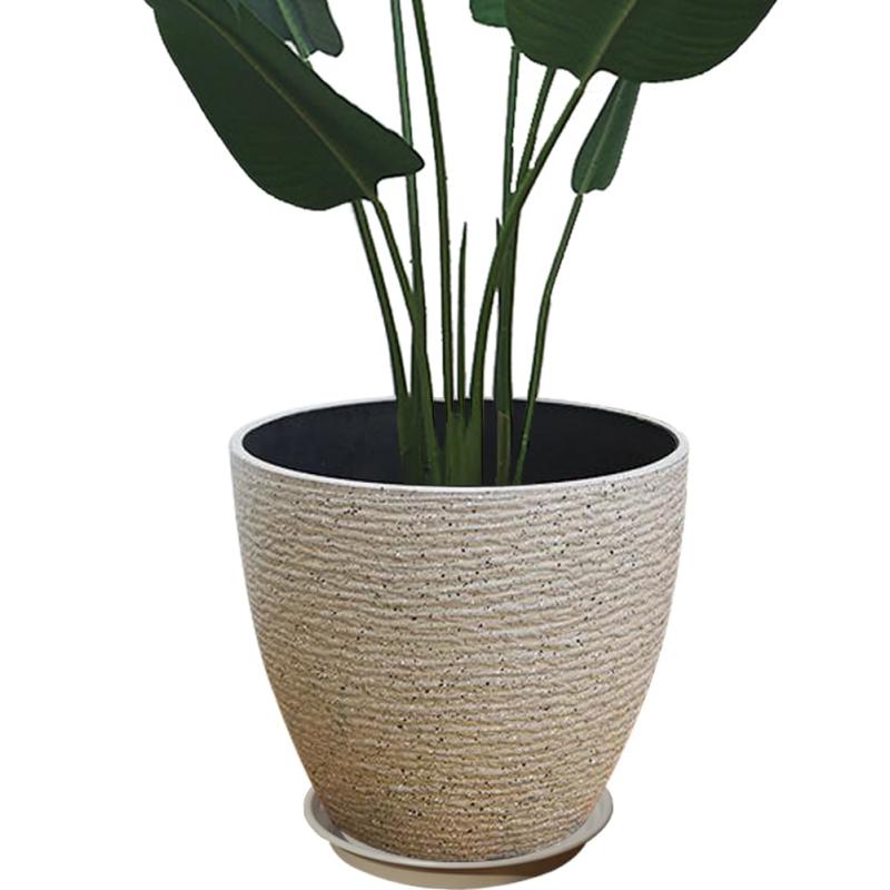 Glynislife プランター 大型 おしゃれ 受け皿付き 植木鉢 大型 軽量 プラスチック 屋内 屋外用 プランター 深型 排水穴付き 観葉植物 鉢 植木鉢
