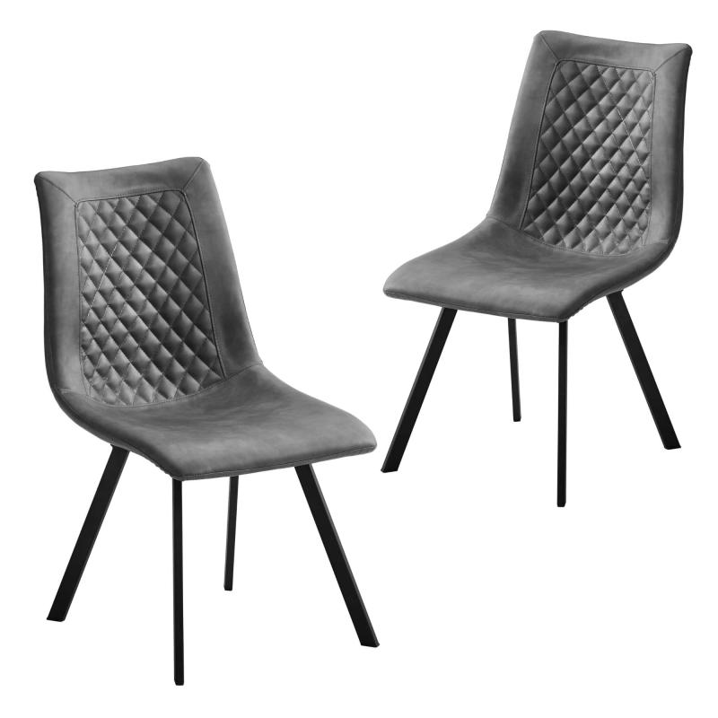 Rakuten - ダイニングチェア 合成皮革 座面高43cm グレー Bardot