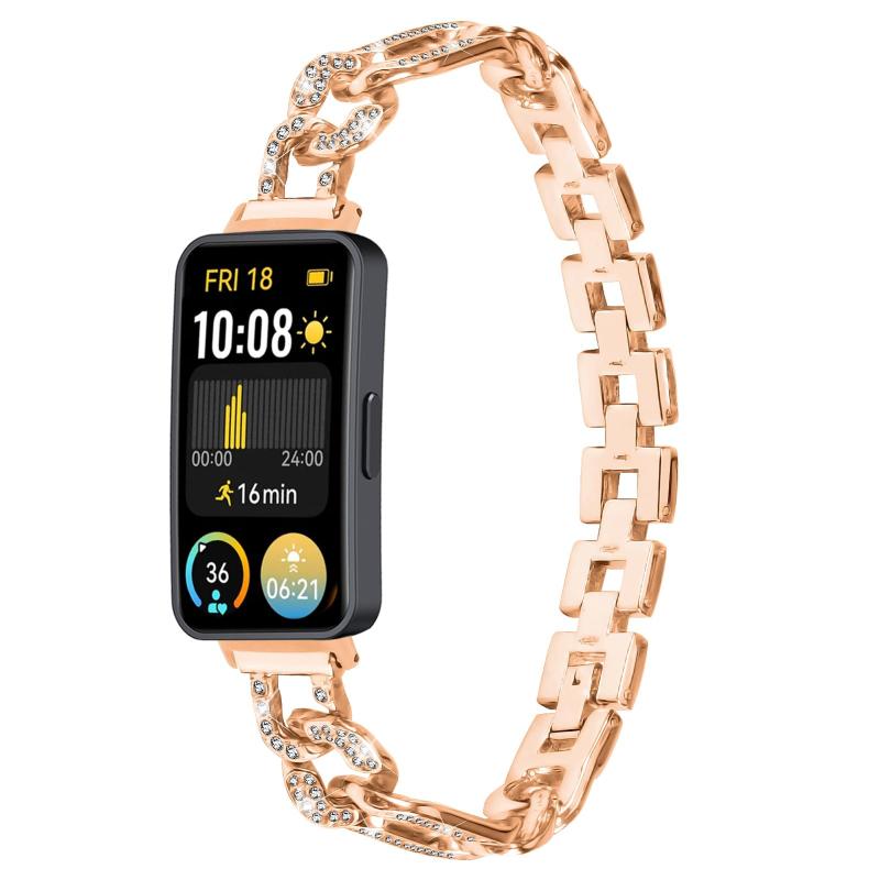 [PONATTENO] 交換用ベルト For HUAWEI Band 10専用ベルト 交換用 おしゃれ ラインストーンブレスレット 簡単に取り付け 長さ調節可能【対応機種】For HUAWEI Band 10/Band 9/Band 8； ご注意：スマートウォッチ本体含まれておりません。【軽くて豪華なラインストーン装飾】表面にはキラキラ輝くラインストーンやクリスタルが飾られ、全体的な洗練感を高め、日常のマッチングや宴会シーンに適しています。[耐久性のある素材】快適性と耐久性を実現する高級ステンレススチールと高級合成素材。[電気メッキプロセス】金属ストラップは電気メッキされており、光沢が長持ちし、耐摩耗性があり、質感も良好です。[調節可能なブレスレット】リンクを取り外すことで、さまざまな手首のサイズ (135-200mm) のニーズを満たすことができます。取り外しや取り付けにはツールは不要で、簡単、高速、安定しています。