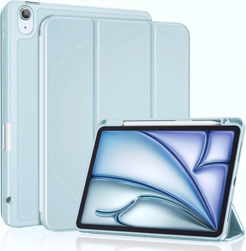 ProCase iPad Air 11インチ ケース M3 (2025) / M2 (2024) / iPad Air5 (2022) / Air4 (2020) 10.9インチ 透明 クリアカバー ペン収納 耐衝撃 三つ折り スタンド スマートカバー