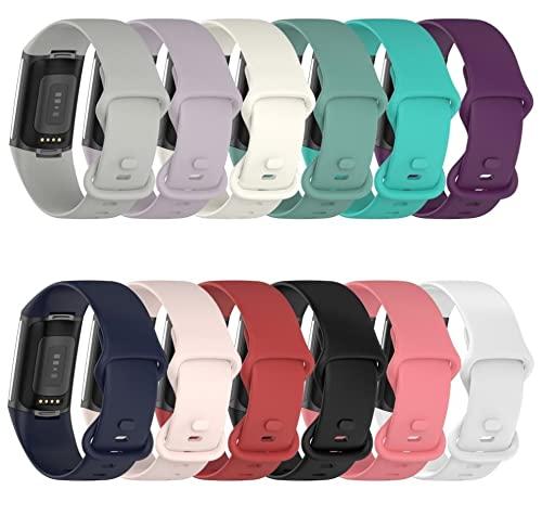 Twaxl Fitbit Charge5用シリコンウォッチストラップソフトリストバンド（12個）Fitbit Charge 5に適しており、女性と男性のマルチカラーセレクションバンドは、さまざまな色の服と簡単に一致して、あなたの個性を示しま...