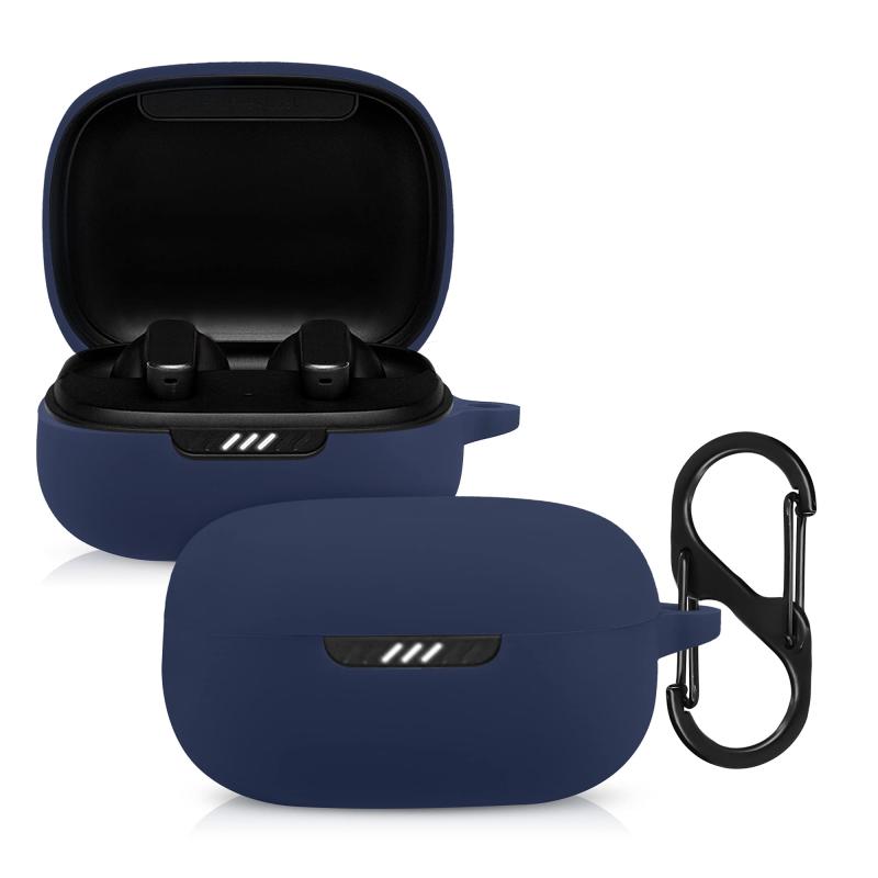 kwmobile イヤホンケース JBL Live Pro Plus対応 ケース - ワイヤレスイヤホン シリコン 落下防止 黒色