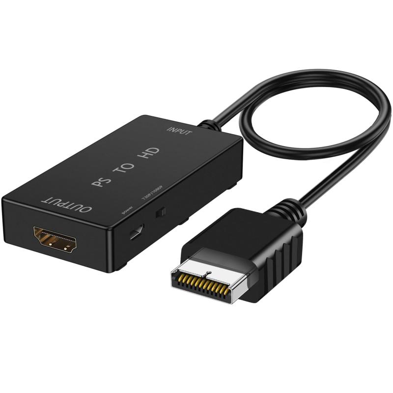 MEEKI PS1/PS2専用 HDTV HDMI変換アダプターケーブル PS1/2/3 ディスプレイモードをサポート720P/1080P HDTV PC フル HD ケーブルアダプターに適しています-ブラック（USB-Microケーブル付属）