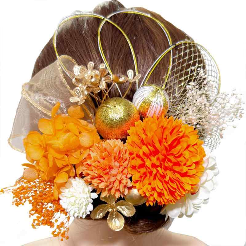 [ULITU] 髪飾り 成人式 ヘアーアクセサリー リボン 水引 ドライフラワー 紫陽花 ピンポンマム かすみ草 和玉 金箔 人気 和服 浴衣 着物 振袖 袴 花 成人式 卒業式 七五三 花火大会 祭り 夏祭り