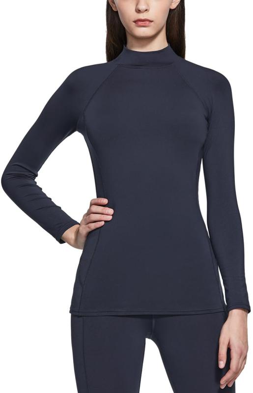 [テスラ] コンプレッションウェア ハイネック 長袖 レディース 裏起毛 [防寒・軽量保温・伸縮性] 秋 冬用 上 コンプレッション スポーツインナー アンダーシャツ ランニングウェア インナー