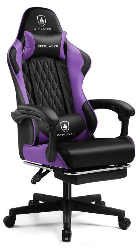 GTPLAYER ゲーミングチェア デスク pcチェア 椅子 テレワーク 145°リクライニング オットマン付き ゲームチェア ハイバック ランバーサポート ポケットコイルが内蔵 PUレザー GTP