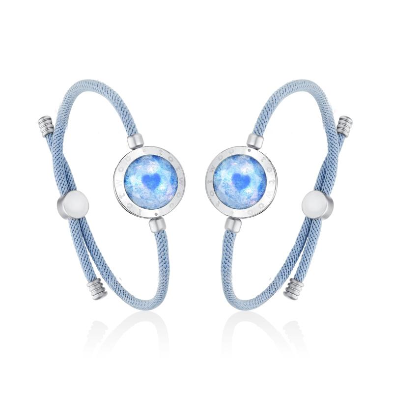 [TOTWOO] 遠距離タッチペアブレスレット 愛を伝える ステンレス スマートブレスレット 振動通知 カップ..