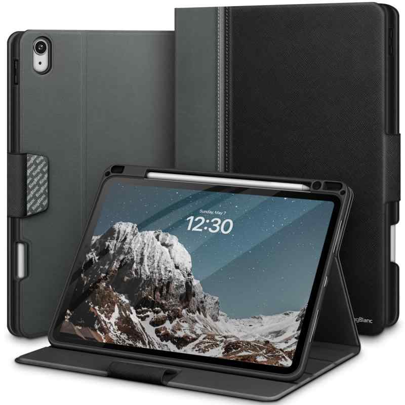 KingBlanc iPad Air 13インチ ケース (M3/M2、2025/2024) 専用 手帳型 ペン収納 Apple Pencil Pro/USB-C対応 高級PUレザー製 オートスリープ ペンシルホルダー付き 絵描き角度 スタンド機能 全面