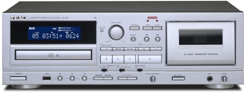 TEAC(ティアック) AD-850-SE/S カセットデッキ/CDプレーヤー USBメモリ録音・再生 マイク入力 テープ ダビング エコー カラオケ デジタル化 mp3変換カラオケにも使えるエコー機能付きマイク入力端子を装備。USBメモリーにも録音が可能なカセットデッキ&amp;プレーヤー。USBメモリーへの録音や再生が可能マイク入力を装備エコーエフェクト機能基本性能をおさえたカセットデッキ部MP3ファイルも再生可能なCD-R/RW対応CDプレーヤー部多彩なUSBメモリー録音・再生機能便利なタイマー機能搭載