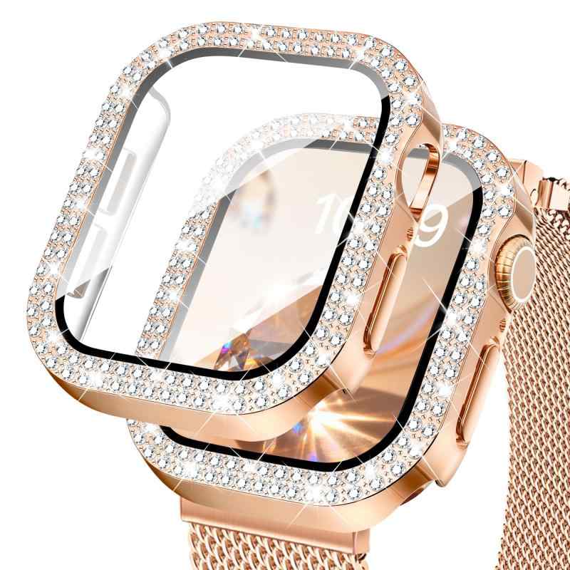 Sovioダイヤモンドデザイン40mm 41mm 44mm Series SE3/SE2/SE/9/8/7/6/5/4対応アップルウォッチ カバー、キラキラ上品コンパチブルApple Watch カバー、全面保護対応Apple Watch ケース、タッチ