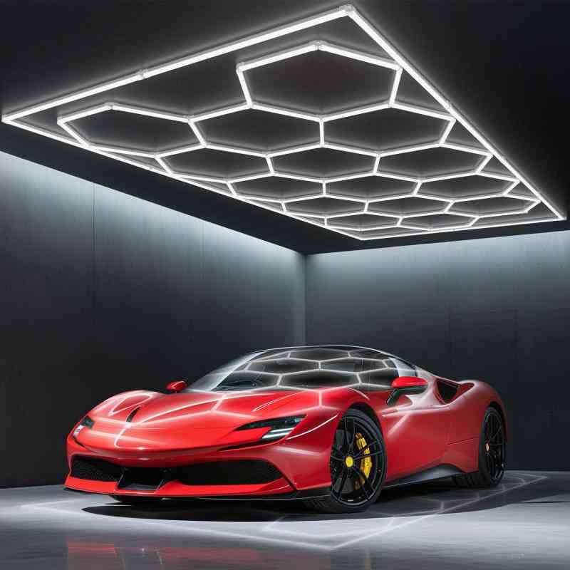 乐天商城 - ハニカムライト ガレージ 六角形LED 14個セット 高輝度6500K 60720LM 天井取付 防水対応 広範囲を明るく照らす 工場 倉庫 作業場