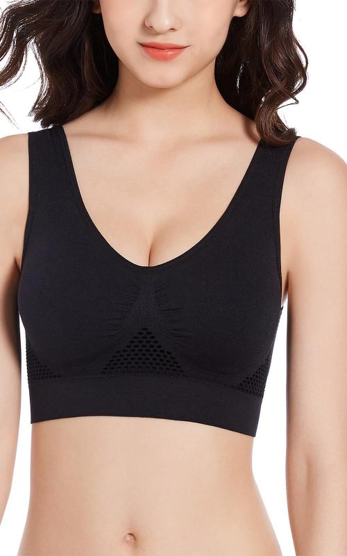 [JANJAM]大きいサイズ レディース ブラジャー 下着 スポーツブラ メッシュ素材 ノンワイヤー インナー