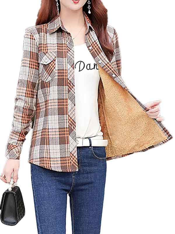 乐天商城 - [アズルテ] 裏ボア ネルシャツ 3色 M～XL レディース チェック柄 あったかシャツ