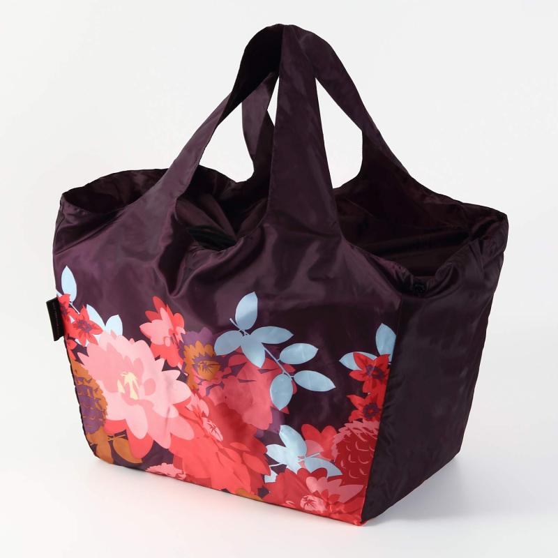 [オリーバル] エコバッグ 保冷・保温レジカゴ用バッグ ワイン地 花柄 パープル サイズ:480x240x300mm