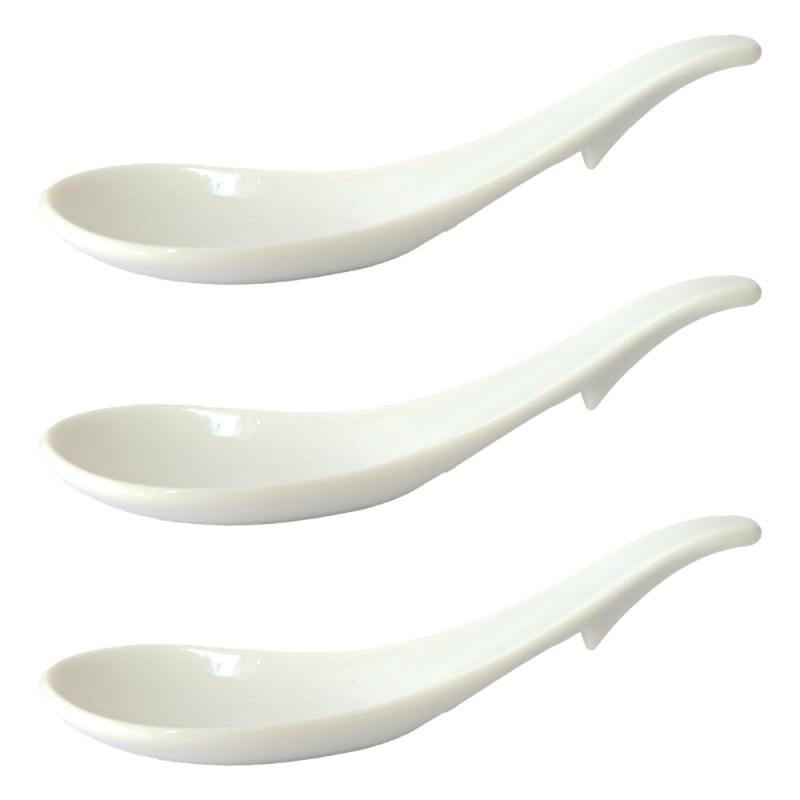 暮らしの彩り スプーン 口当たり 滑らか レンゲ 3本セット 全長15cm 日本製 瀬戸焼 磁器 ストッパー付 ホワイト 食洗機対応(3.0)